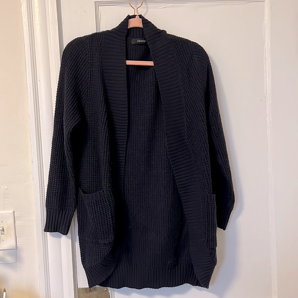 Navy open front cardigan